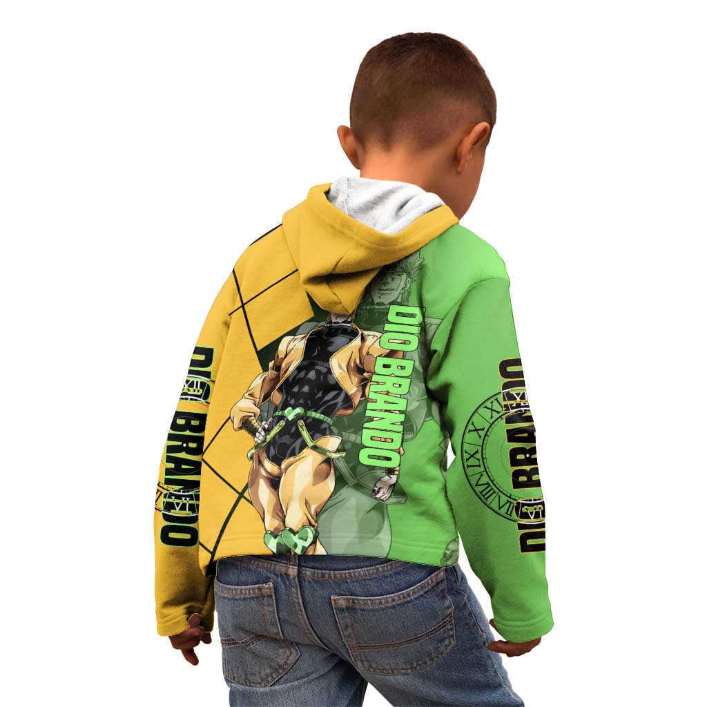 Dio Brando JoJo's Bizarre Adventure Kid Hoodie with The World Stand Pose and Villainous Power Design - The Mazicc