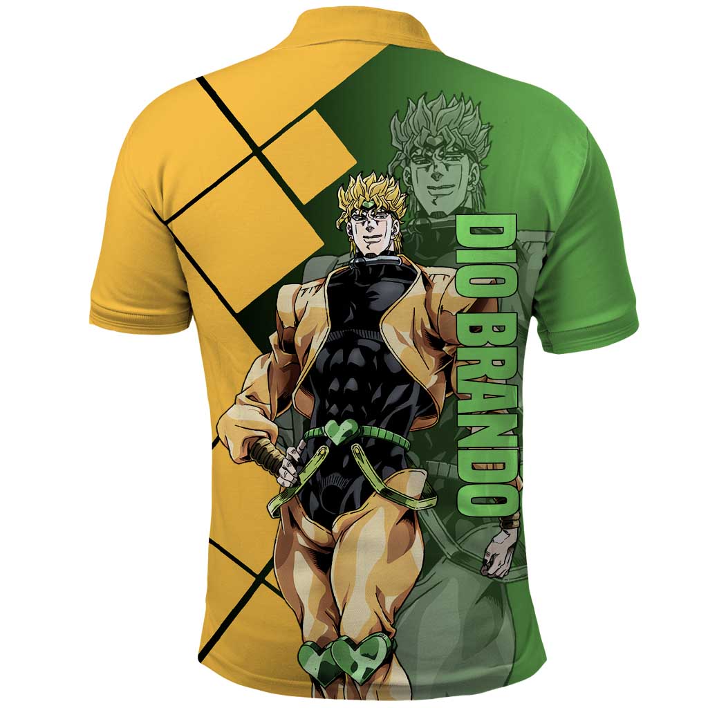 Dio Brando JoJo's Bizarre Adventure Polo Shirt with The World Stand Pose and Villainous Power Design - The Mazicc