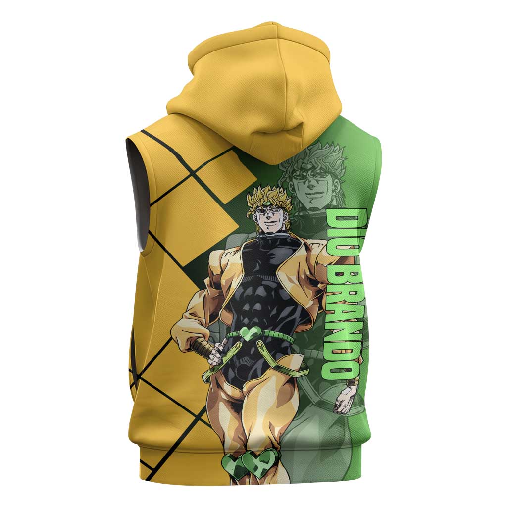Dio Brando JoJo's Bizarre Adventure Sleeveless Hoodie with The World Stand Pose and Villainous Power Design - The Mazicc