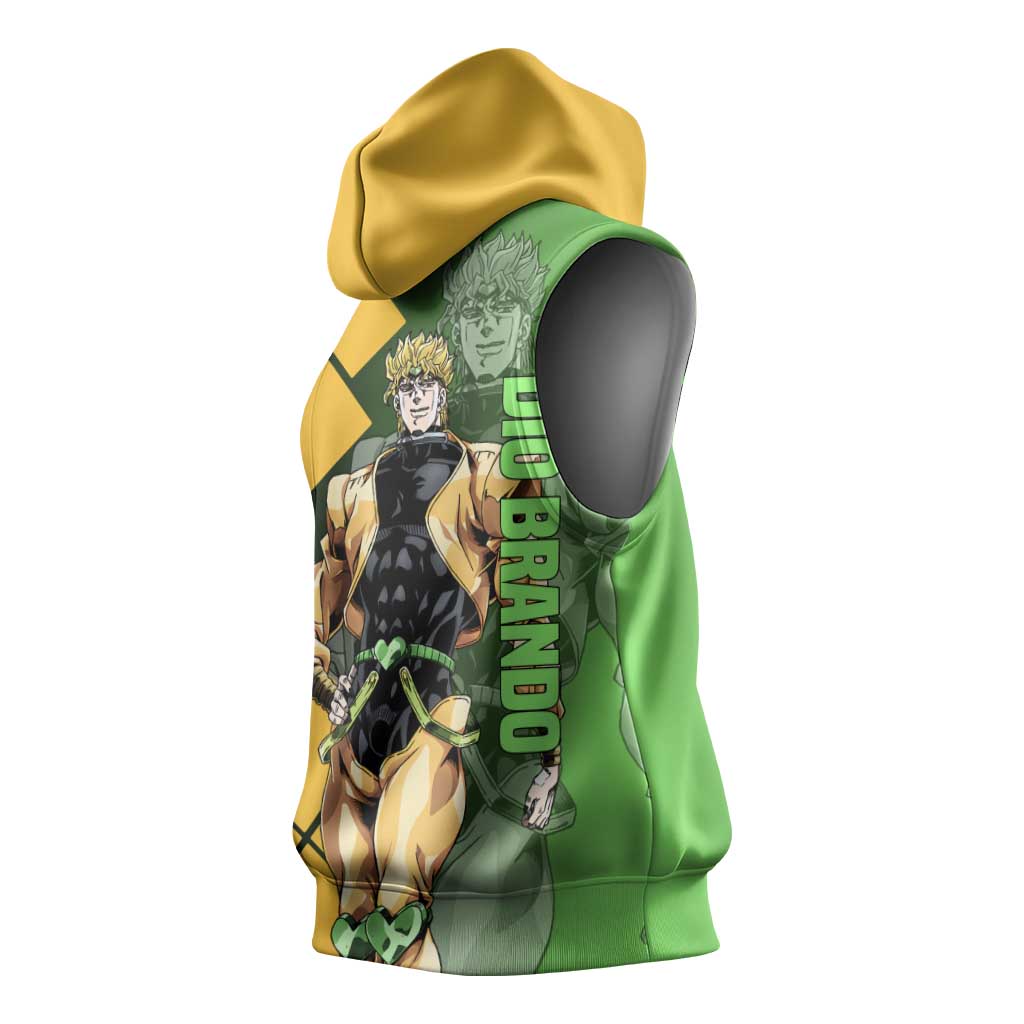 Dio Brando JoJo's Bizarre Adventure Sleeveless Hoodie with The World Stand Pose and Villainous Power Design - The Mazicc