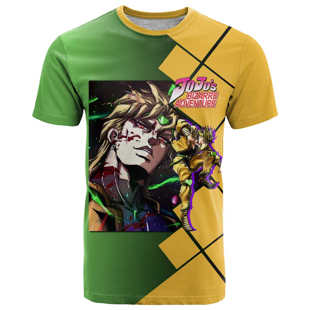 Dio Brando JoJo's Bizarre Adventure T Shirt with The World Stand Pose and Villainous Power Design - The Mazicc
