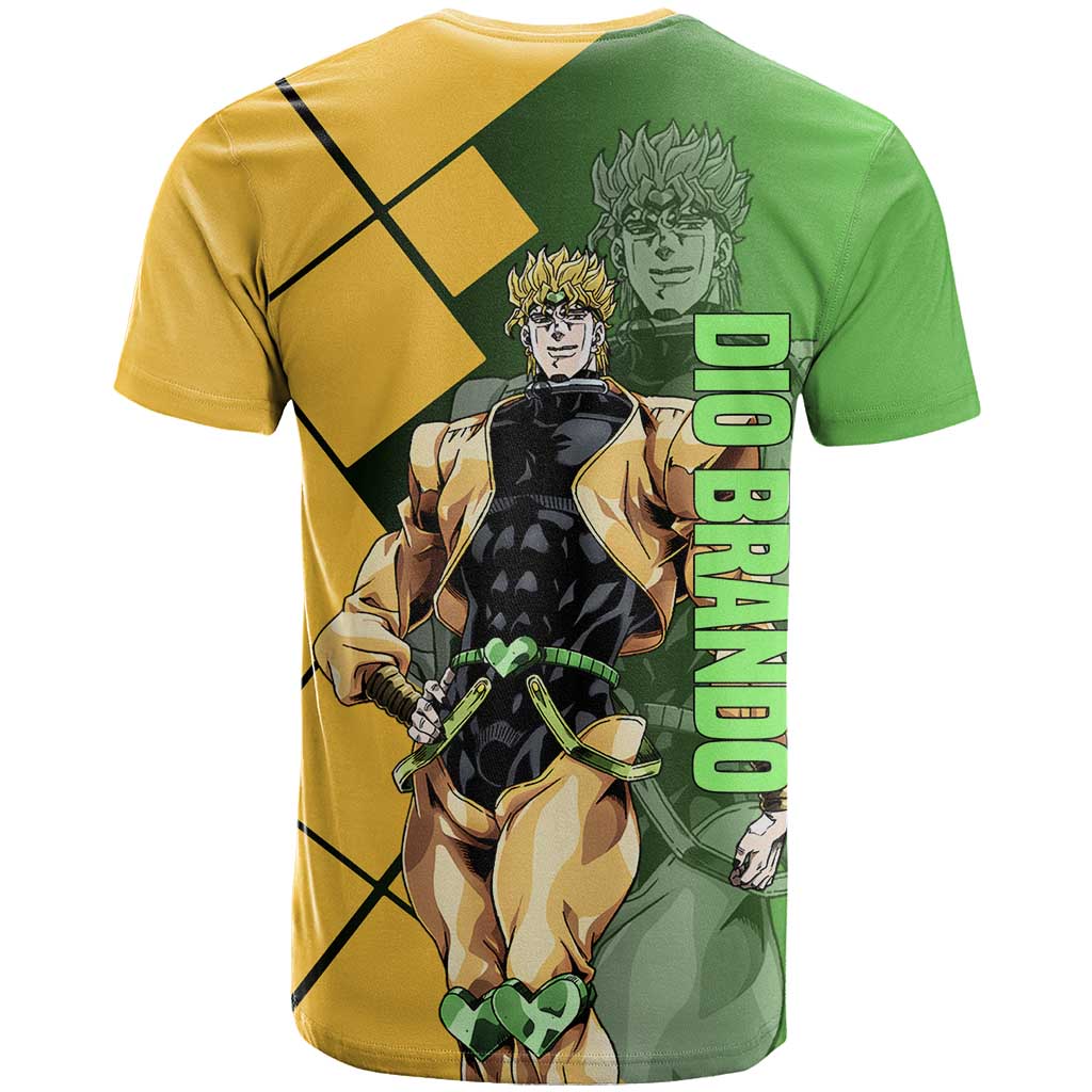 Dio Brando JoJo's Bizarre Adventure T Shirt with The World Stand Pose and Villainous Power Design - The Mazicc