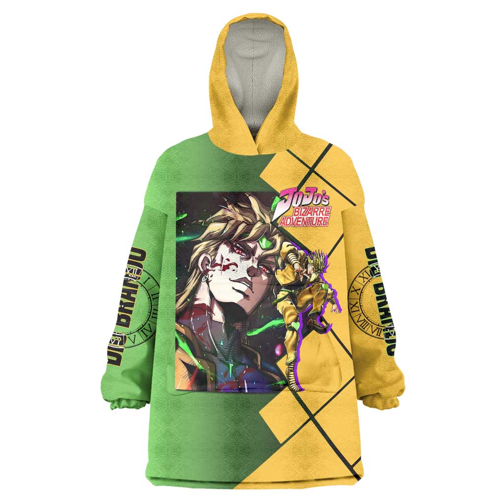 Dio Brando JoJo's Bizarre Adventure Wearable Blanket Hoodie with The World Stand Pose and Villainous Power Design - The Mazicc