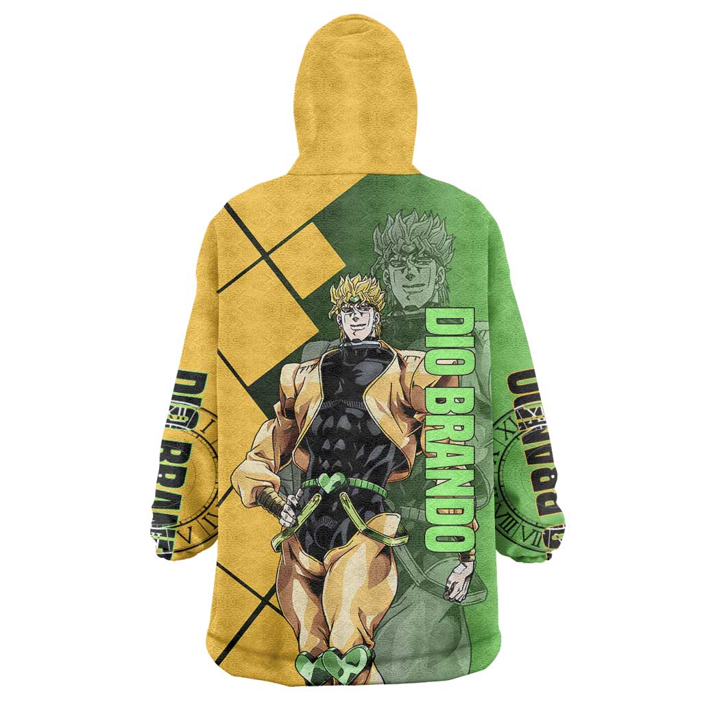 Dio Brando JoJo's Bizarre Adventure Wearable Blanket Hoodie with The World Stand Pose and Villainous Power Design - The Mazicc