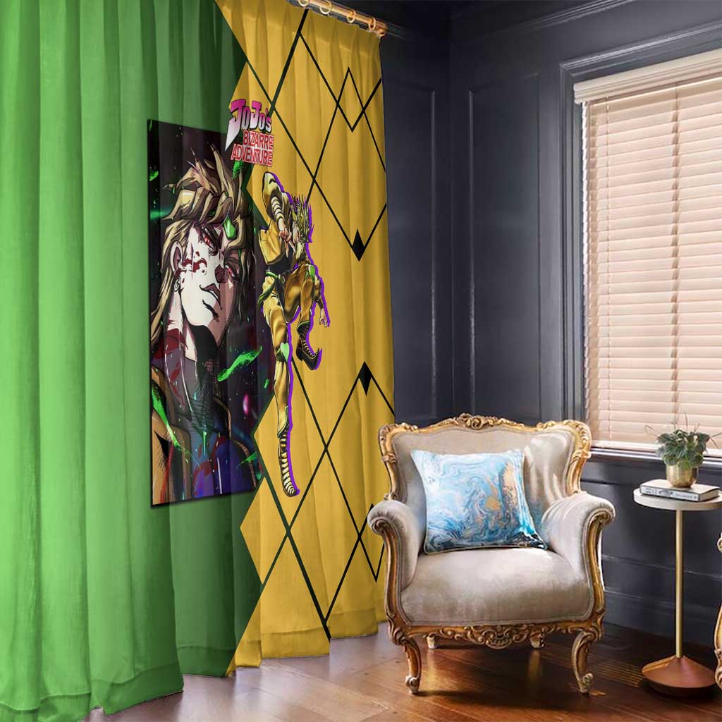 Dio Brando JoJo's Bizarre Adventure Window Curtain with The World Stand Pose and Villainous Power Design - The Mazicc