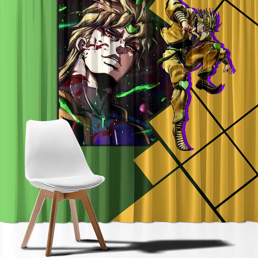 Dio Brando JoJo's Bizarre Adventure Window Curtain with The World Stand Pose and Villainous Power Design - The Mazicc