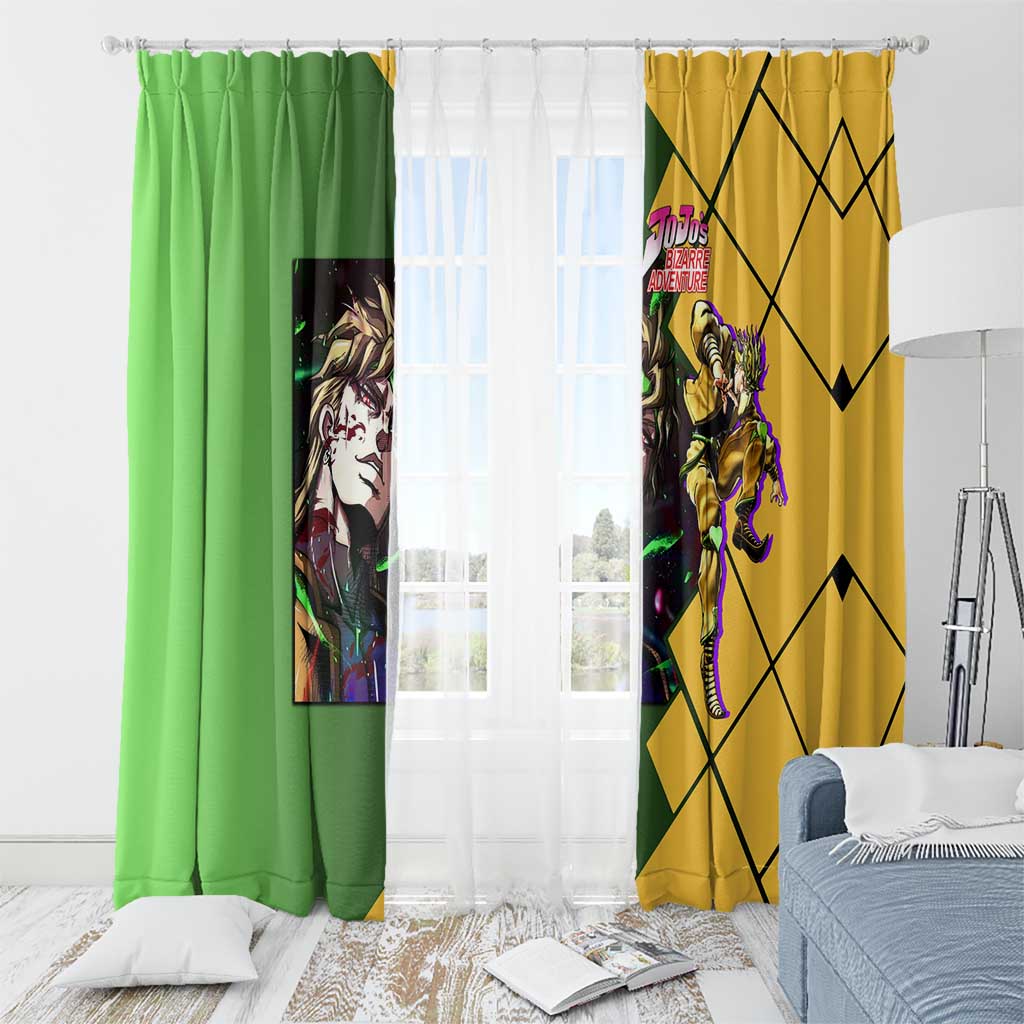 Dio Brando JoJo's Bizarre Adventure Window Curtain with The World Stand Pose and Villainous Power Design - The Mazicc