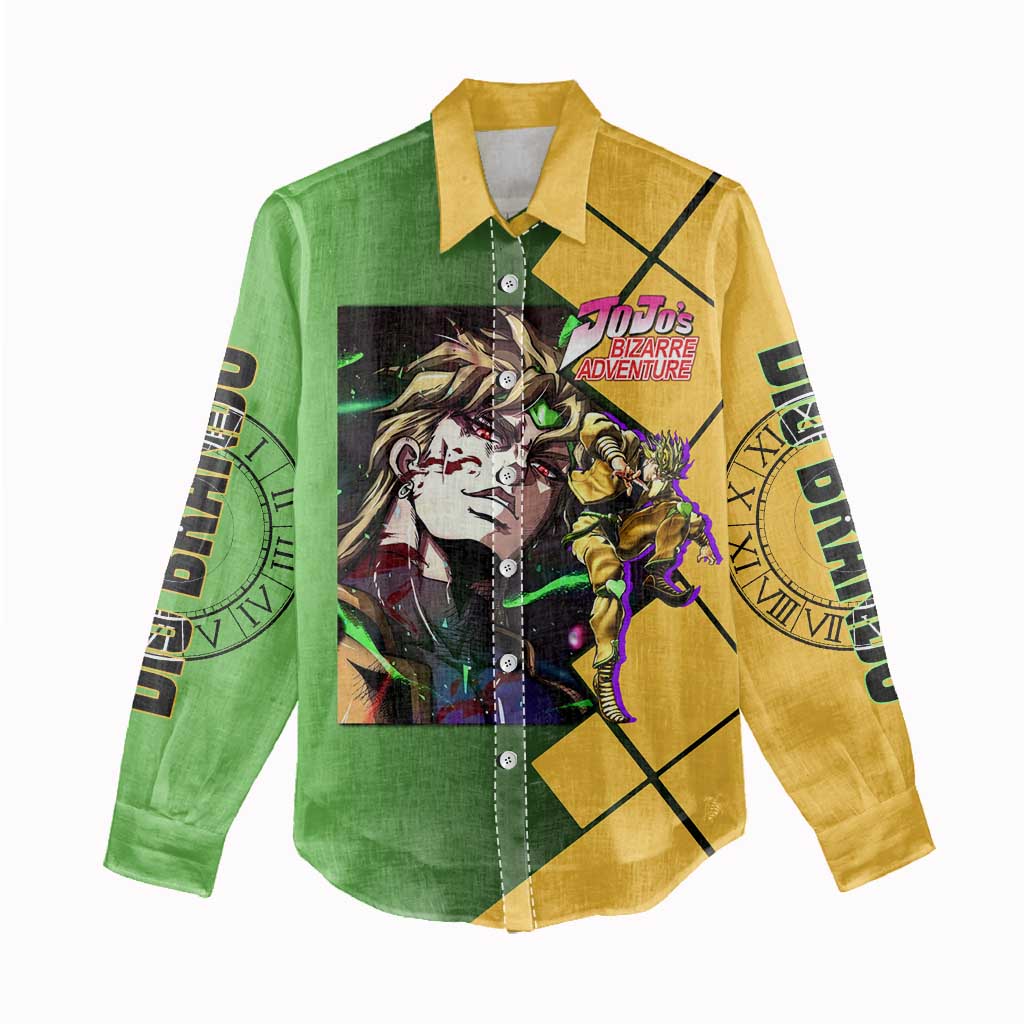 Dio Brando JoJo's Bizarre Adventure Women Casual Shirt with The World Stand Pose and Villainous Power Design - The Mazicc