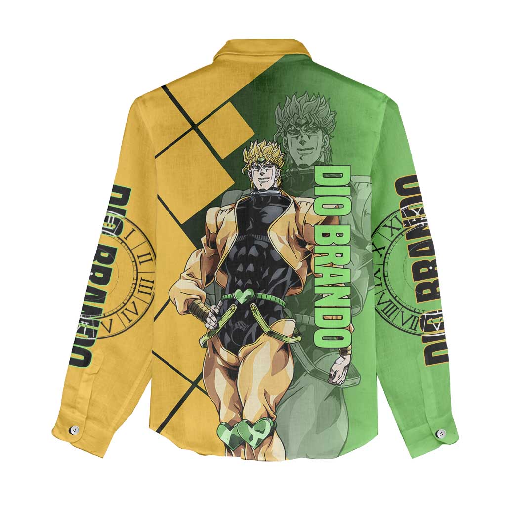 Dio Brando JoJo's Bizarre Adventure Women Casual Shirt with The World Stand Pose and Villainous Power Design - The Mazicc