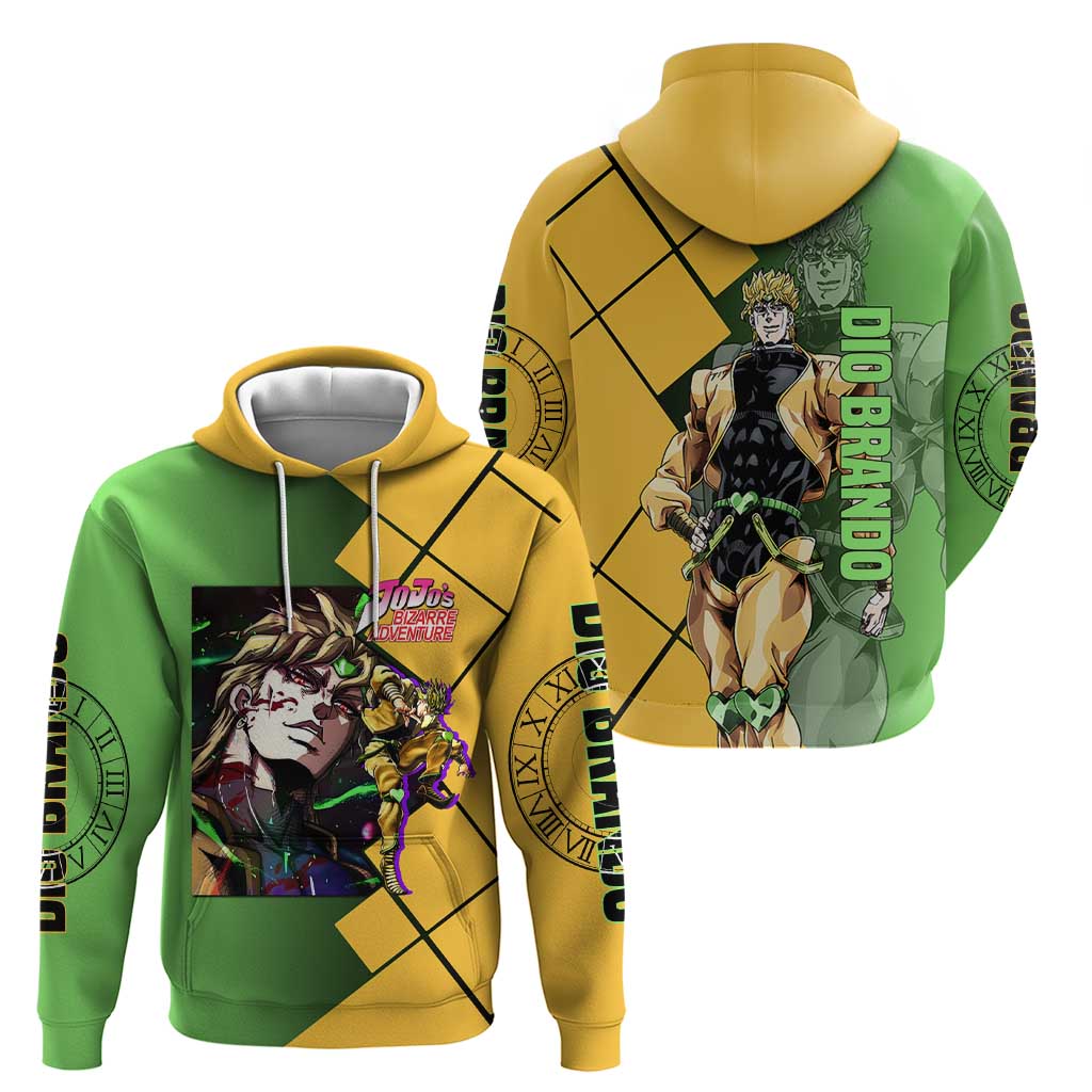 Dio Brando JoJo's Bizarre Adventure Zip Hoodie with The World Stand Pose and Villainous Power Design - The Mazicc