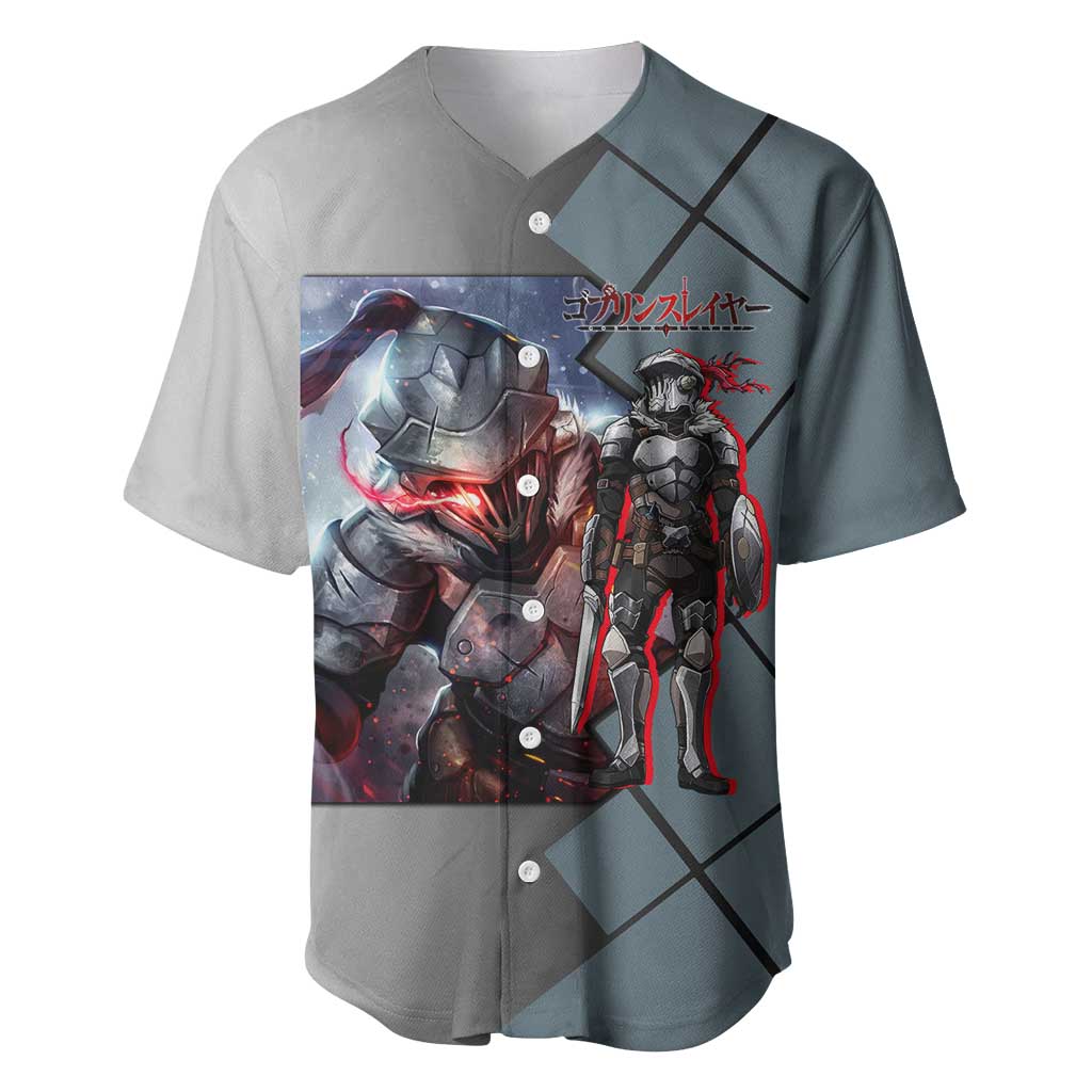 Goblin Slayer Goblin Slayer Baseball Jersey with Armor Clad Battle Pose and Dark Fantasy Design - The Mazicc