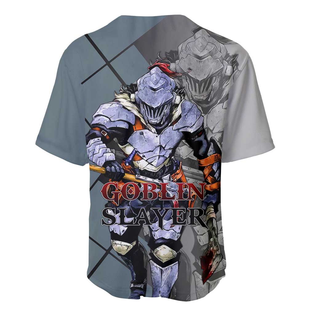 Goblin Slayer Goblin Slayer Baseball Jersey with Armor Clad Battle Pose and Dark Fantasy Design - The Mazicc