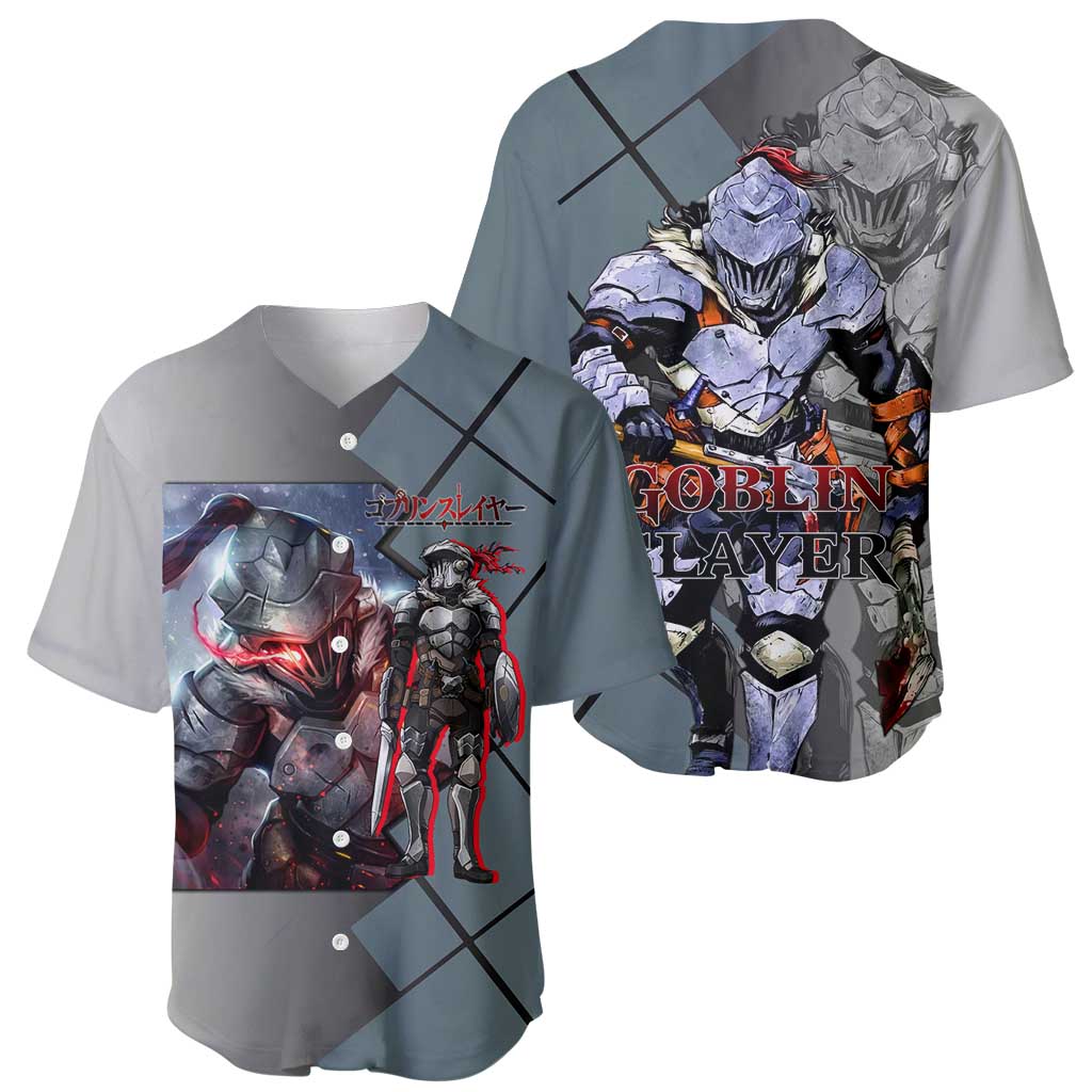 Goblin Slayer Goblin Slayer Baseball Jersey with Armor Clad Battle Pose and Dark Fantasy Design - The Mazicc