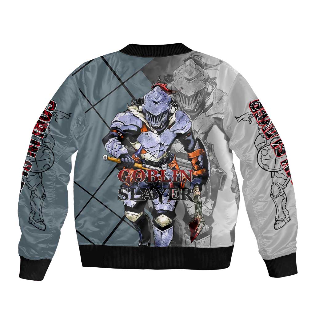 Goblin Slayer Goblin Slayer Bomber Jacket with Armor Clad Battle Pose and Dark Fantasy Design - The Mazicc