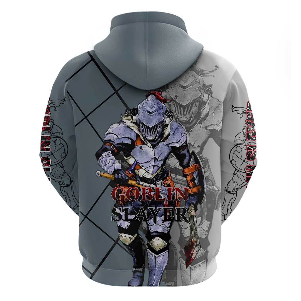 Goblin Slayer Goblin Slayer Hoodie with Armor Clad Battle Pose and Dark Fantasy Design - The Mazicc