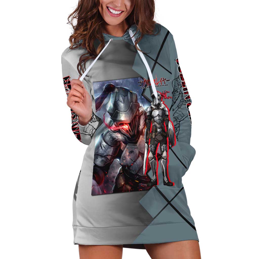 Goblin Slayer Goblin Slayer Hoodie Dress with Armor Clad Battle Pose and Dark Fantasy Design - The Mazicc