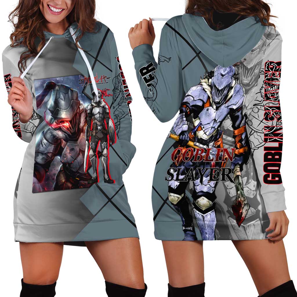 Goblin Slayer Goblin Slayer Hoodie Dress with Armor Clad Battle Pose and Dark Fantasy Design - The Mazicc