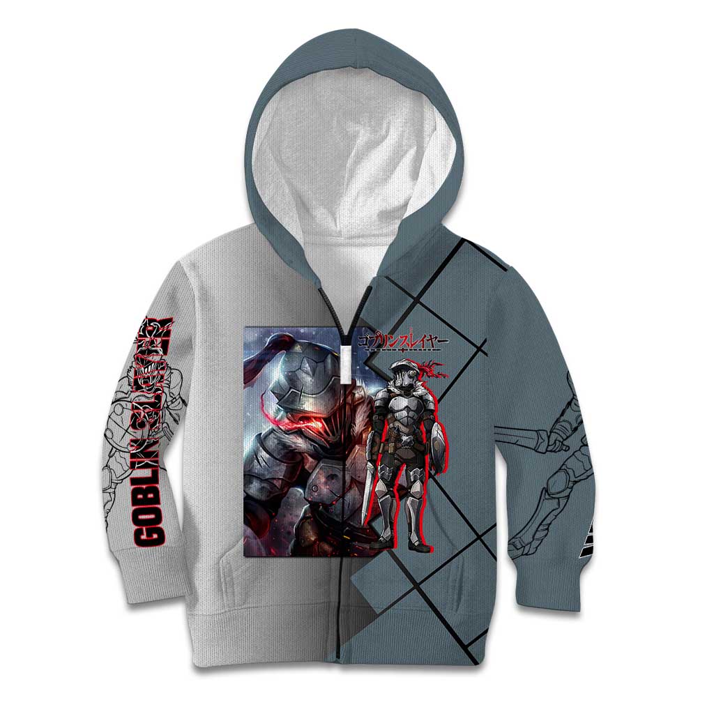 Goblin Slayer Goblin Slayer Kid Hoodie with Armor Clad Battle Pose and Dark Fantasy Design - The Mazicc