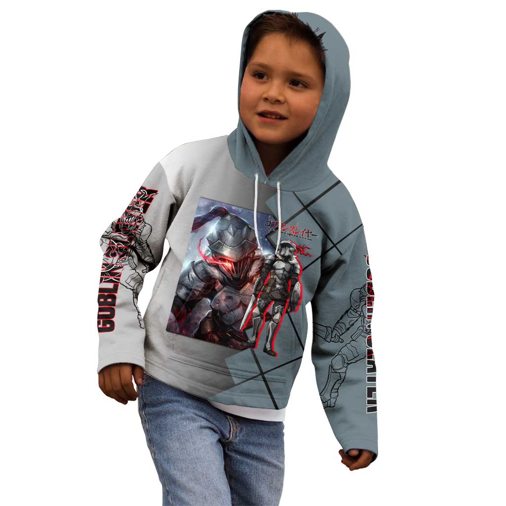 Goblin Slayer Goblin Slayer Kid Hoodie with Armor Clad Battle Pose and Dark Fantasy Design - The Mazicc