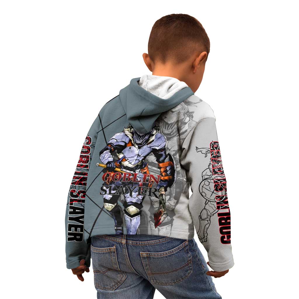 Goblin Slayer Goblin Slayer Kid Hoodie with Armor Clad Battle Pose and Dark Fantasy Design - The Mazicc