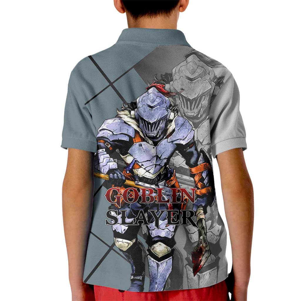 Goblin Slayer Goblin Slayer Kid Polo Shirt with Armor Clad Battle Pose and Dark Fantasy Design - The Mazicc