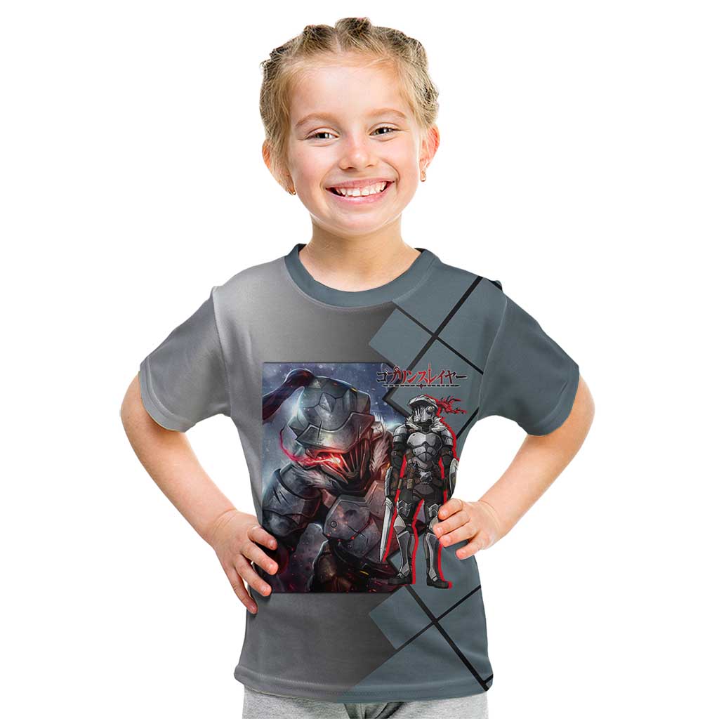 Goblin Slayer Goblin Slayer Kid T Shirt with Armor Clad Battle Pose and Dark Fantasy Design - The Mazicc