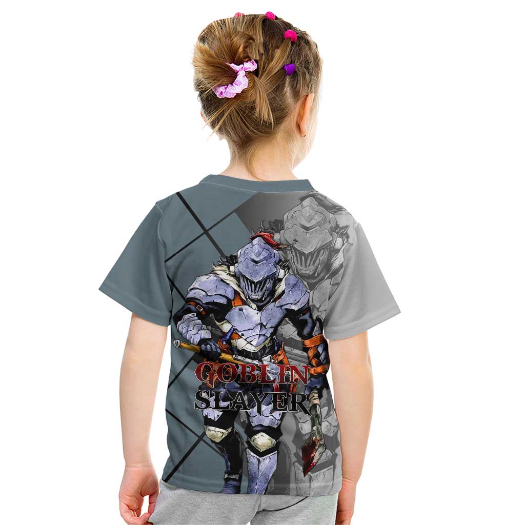 Goblin Slayer Goblin Slayer Kid T Shirt with Armor Clad Battle Pose and Dark Fantasy Design - The Mazicc