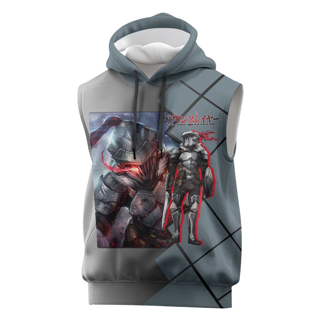 Goblin Slayer Goblin Slayer Sleeveless Hoodie with Armor Clad Battle Pose and Dark Fantasy Design - The Mazicc