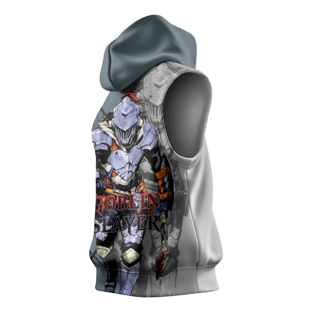 Goblin Slayer Goblin Slayer Sleeveless Hoodie with Armor Clad Battle Pose and Dark Fantasy Design - The Mazicc