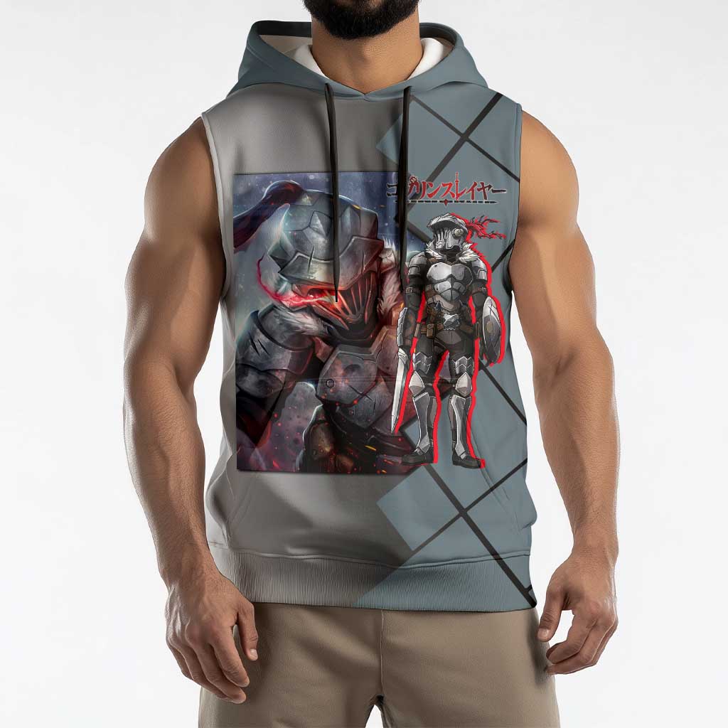 Goblin Slayer Goblin Slayer Sleeveless Hoodie with Armor Clad Battle Pose and Dark Fantasy Design - The Mazicc