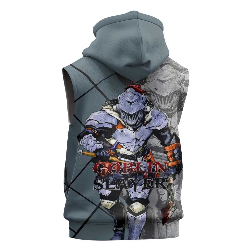 Goblin Slayer Goblin Slayer Sleeveless Zip Hoodie with Armor Clad Battle Pose and Dark Fantasy Design - The Mazicc
