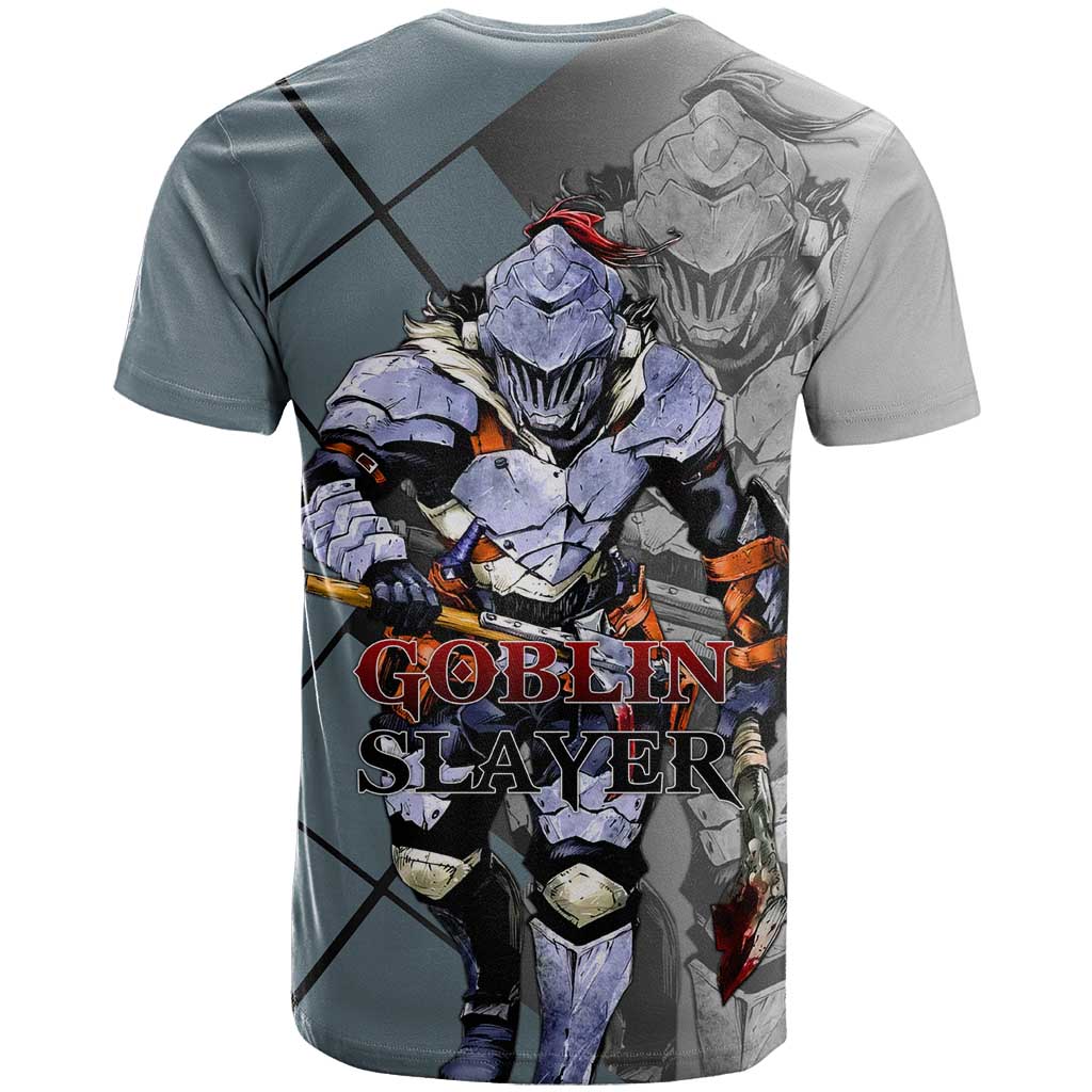 Goblin Slayer Goblin Slayer T Shirt with Armor Clad Battle Pose and Dark Fantasy Design - The Mazicc