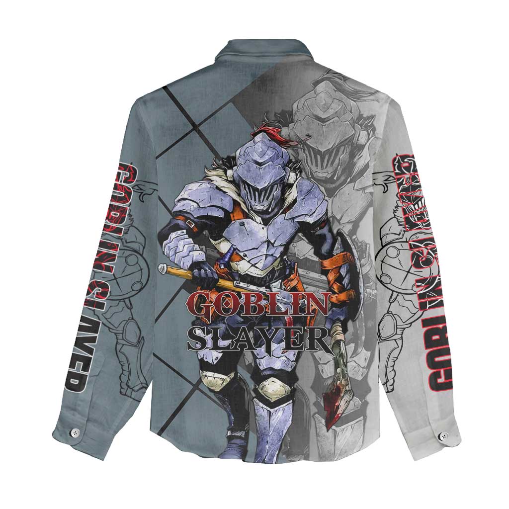 Goblin Slayer Goblin Slayer Women Casual Shirt with Armor Clad Battle Pose and Dark Fantasy Design - The Mazicc