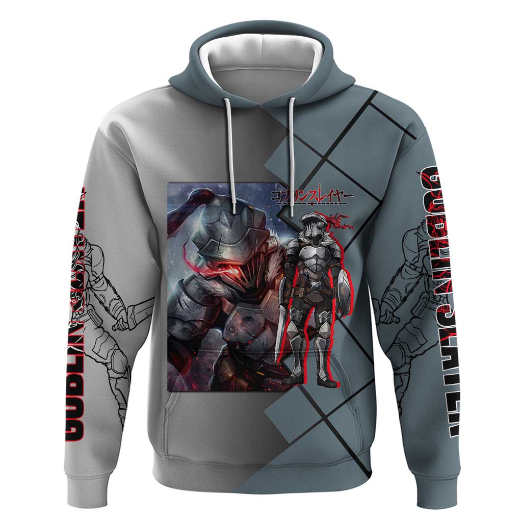 Goblin Slayer Goblin Slayer Zip Hoodie with Armor Clad Battle Pose and Dark Fantasy Design - The Mazicc