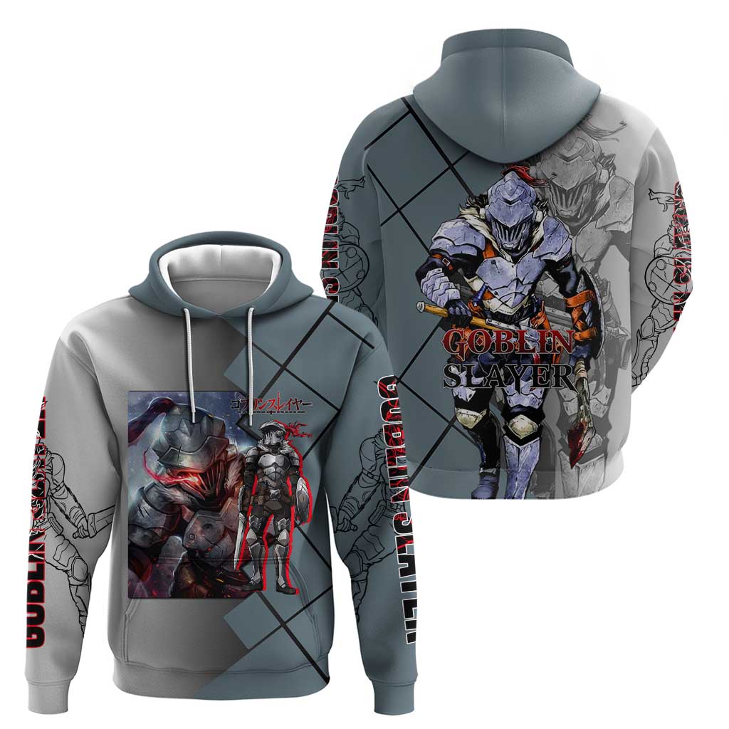 Goblin Slayer Goblin Slayer Zip Hoodie with Armor Clad Battle Pose and Dark Fantasy Design - The Mazicc