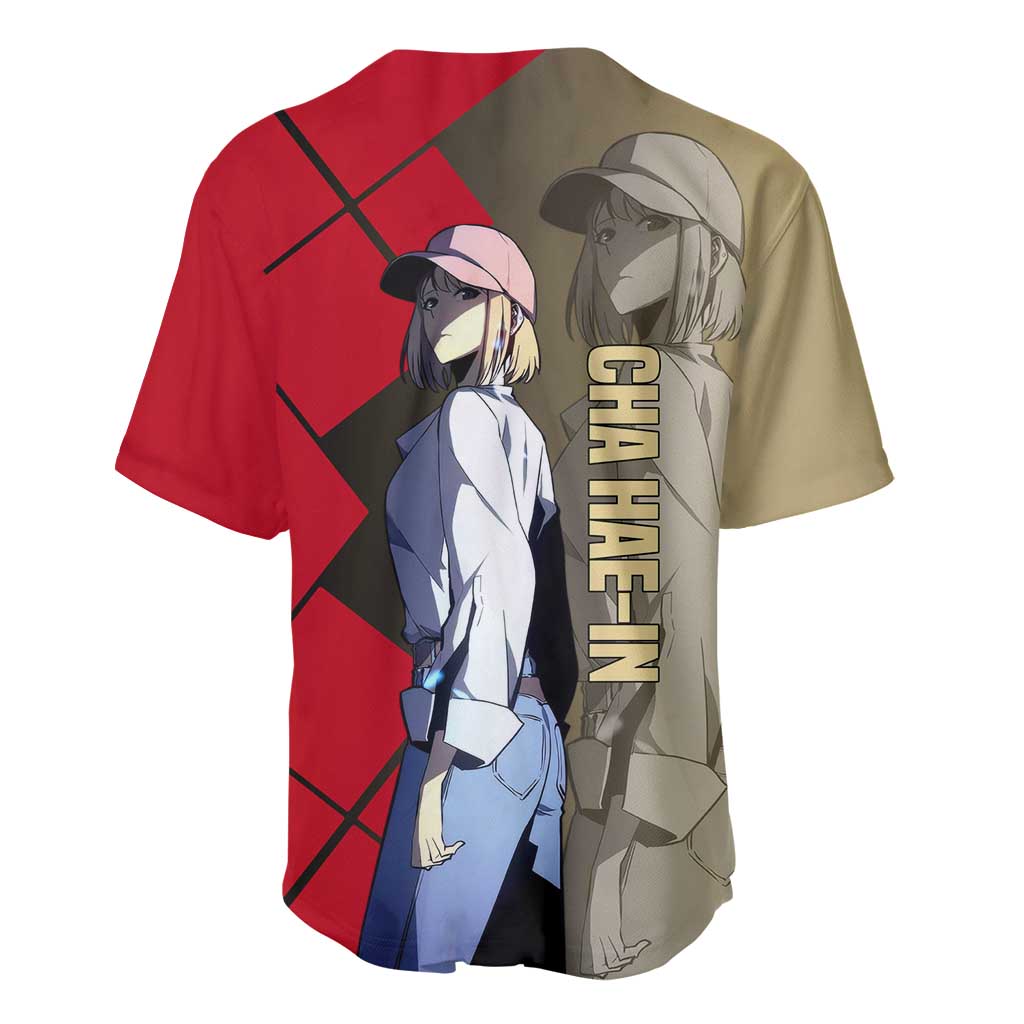 Cha Hae-In Solo Leveling Baseball Jersey with Combat Pose and Intense Action Design - The Mazicc