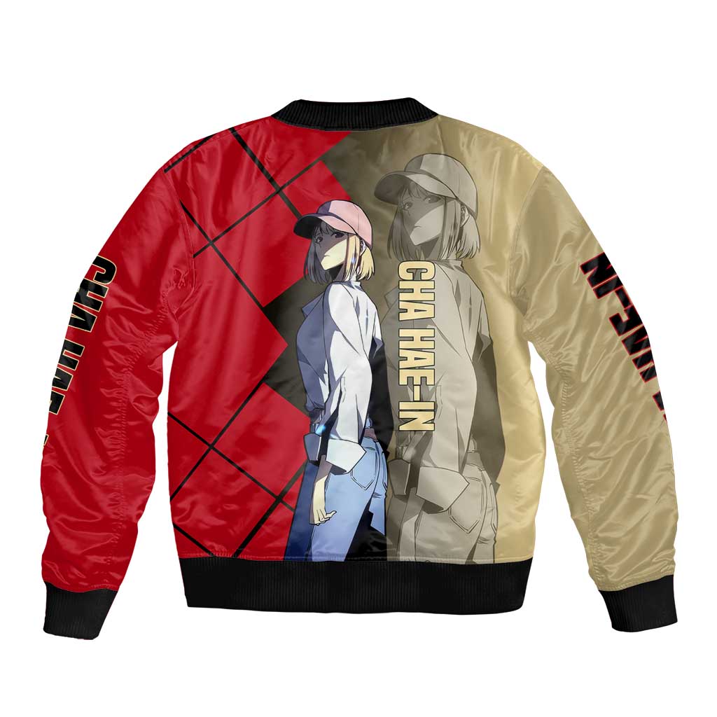 Cha Hae-In Solo Leveling Bomber Jacket with Combat Pose and Intense Action Design - The Mazicc