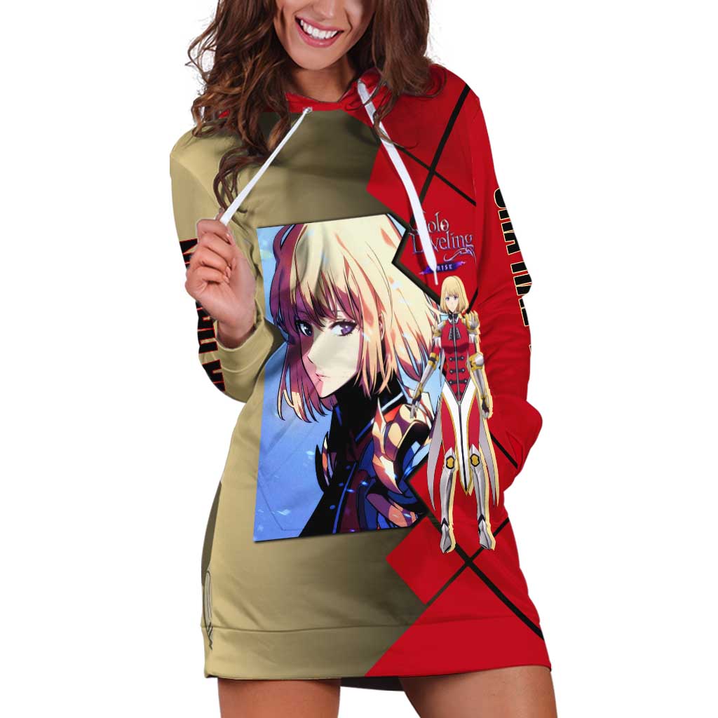 Cha Hae-In Solo Leveling Hoodie Dress with Combat Pose and Intense Action Design - The Mazicc