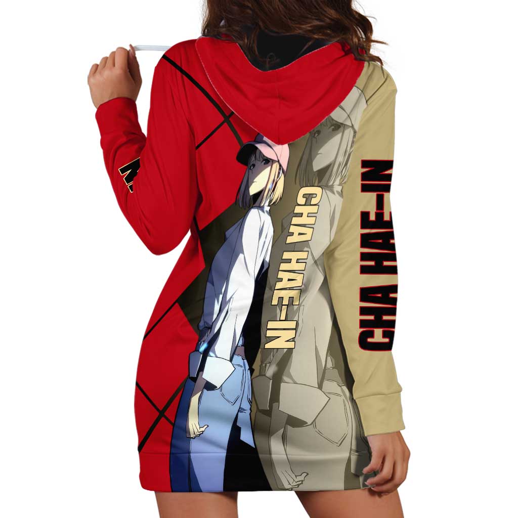 Cha Hae-In Solo Leveling Hoodie Dress with Combat Pose and Intense Action Design - The Mazicc