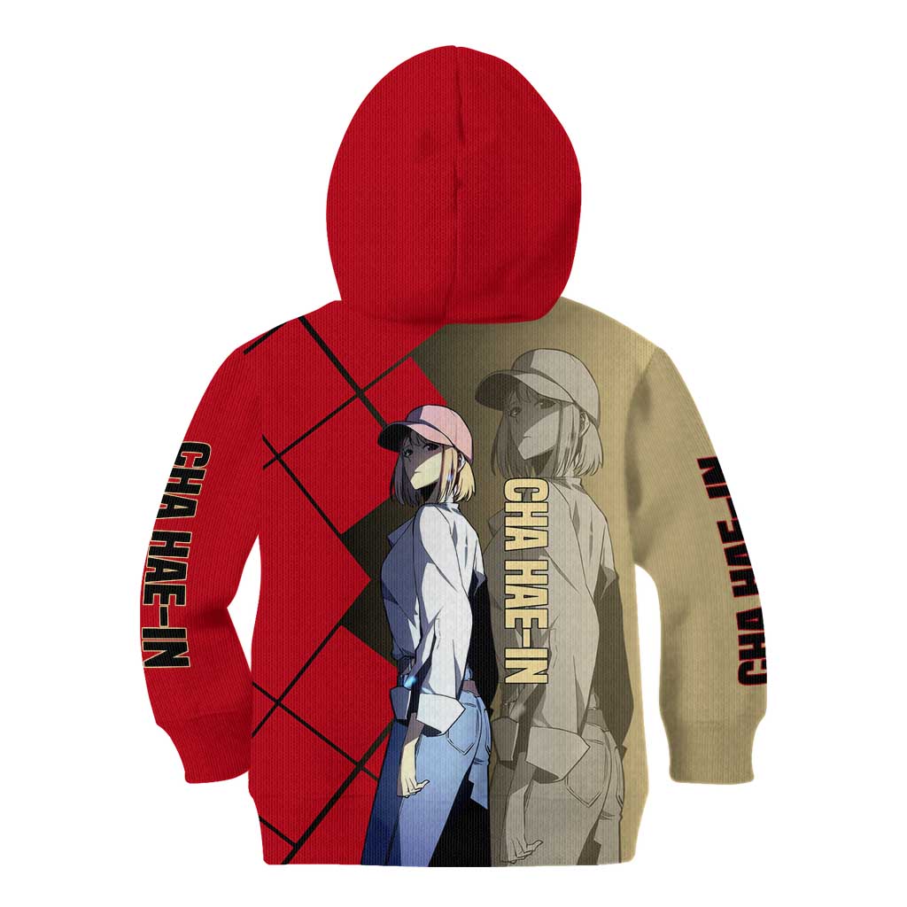 Cha Hae-In Solo Leveling Kid Hoodie with Combat Pose and Intense Action Design - The Mazicc