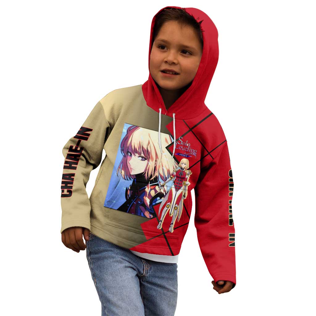 Cha Hae-In Solo Leveling Kid Hoodie with Combat Pose and Intense Action Design - The Mazicc