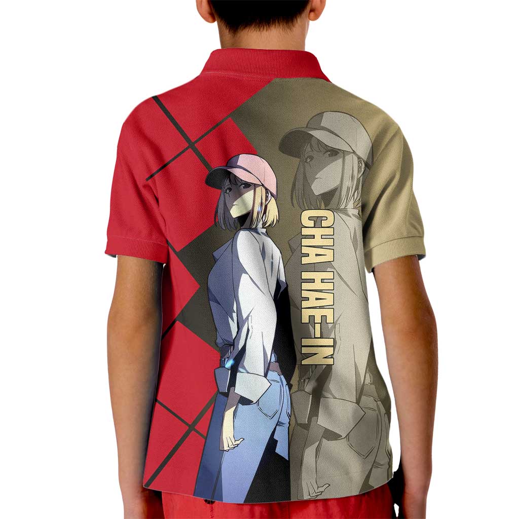Cha Hae-In Solo Leveling Kid Polo Shirt with Combat Pose and Intense Action Design - The Mazicc