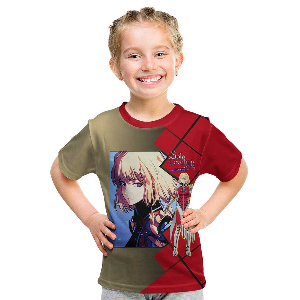 Cha Hae-In Solo Leveling Kid T Shirt with Combat Pose and Intense Action Design - The Mazicc