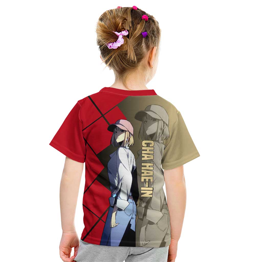 Cha Hae-In Solo Leveling Kid T Shirt with Combat Pose and Intense Action Design - The Mazicc