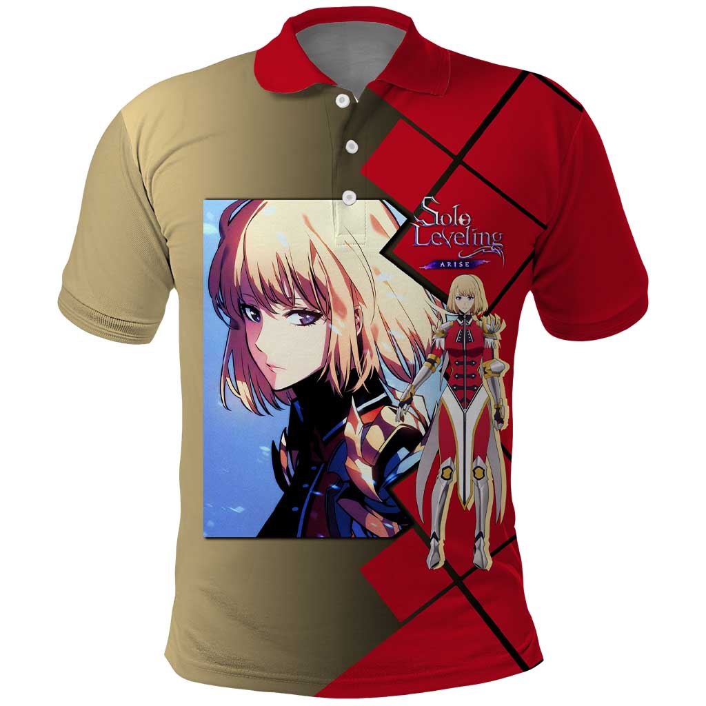 Cha Hae-In Solo Leveling Polo Shirt with Combat Pose and Intense Action Design - The Mazicc