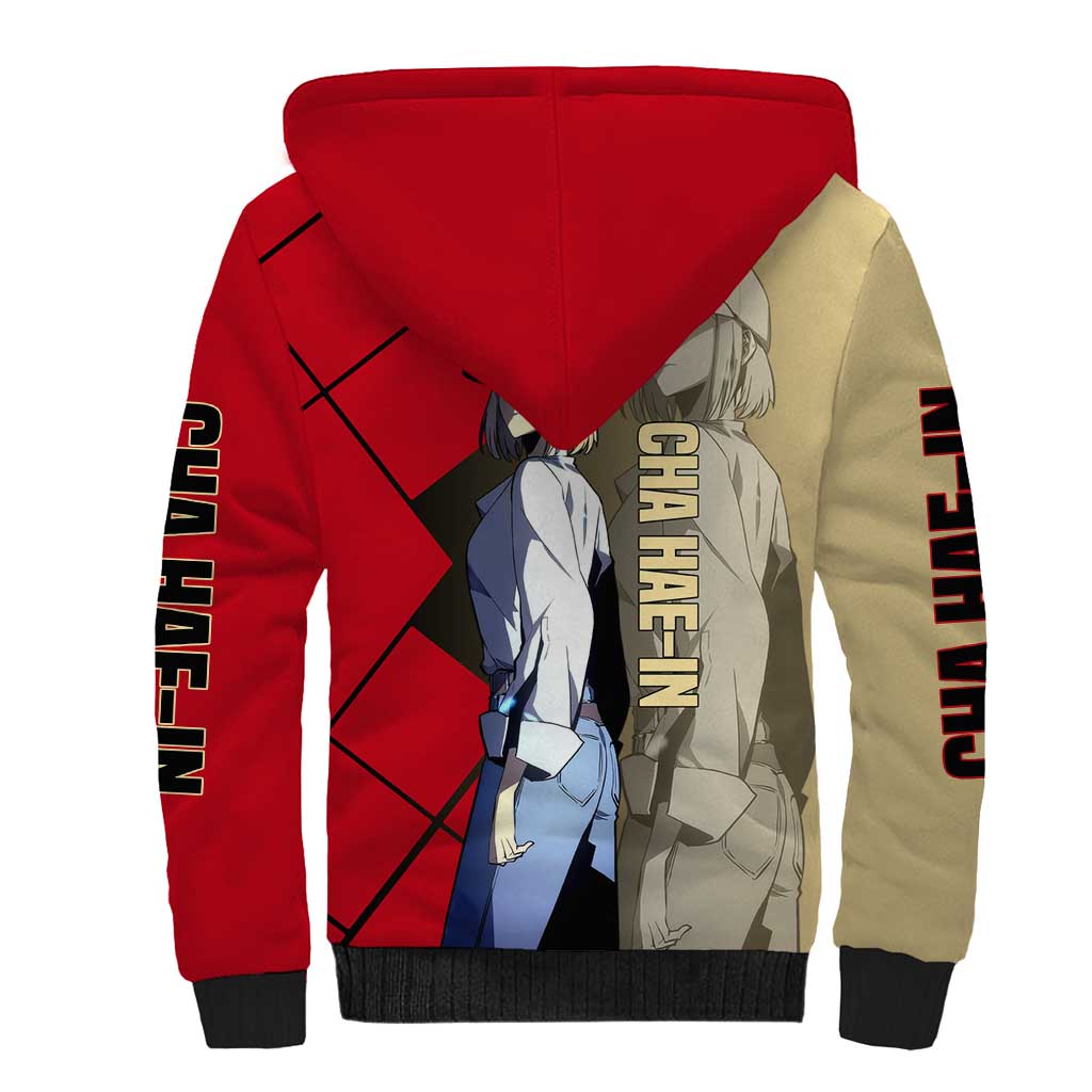 Cha Hae-In Solo Leveling Sherpa Hoodie with Combat Pose and Intense Action Design - The Mazicc