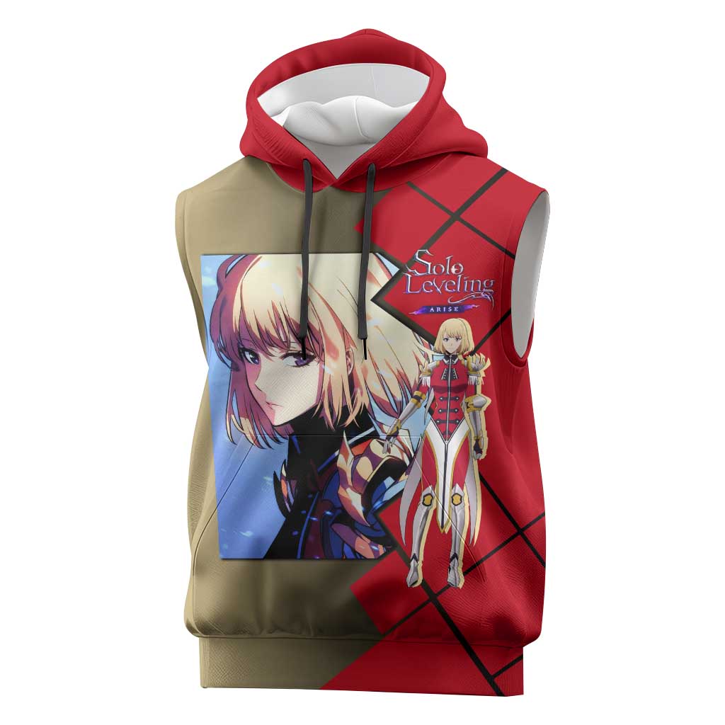 Cha Hae-In Solo Leveling Sleeveless Hoodie with Combat Pose and Intense Action Design - The Mazicc