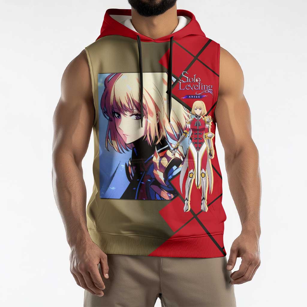 Cha Hae-In Solo Leveling Sleeveless Hoodie with Combat Pose and Intense Action Design - The Mazicc