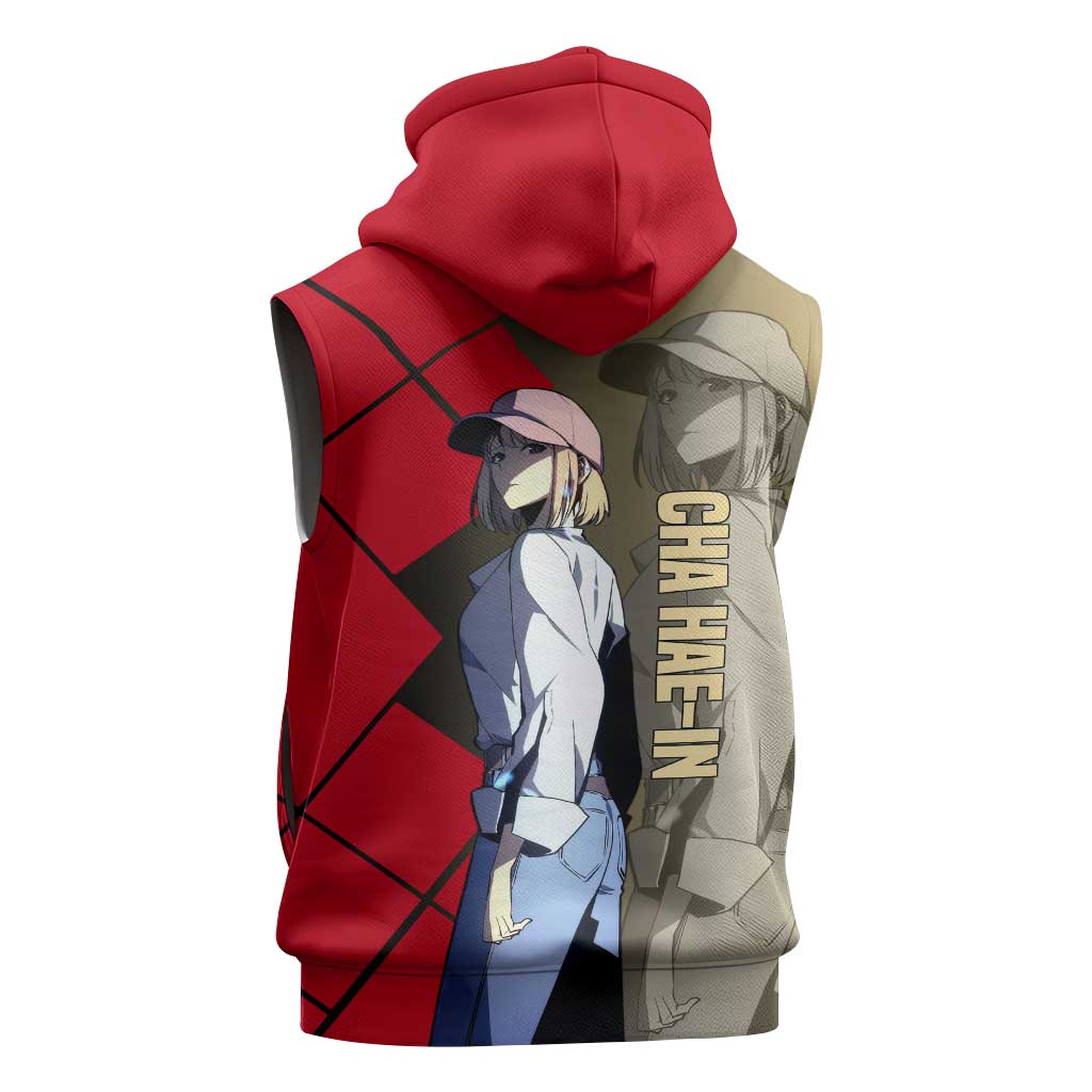 Cha Hae-In Solo Leveling Sleeveless Zip Hoodie with Combat Pose and Intense Action Design - The Mazicc