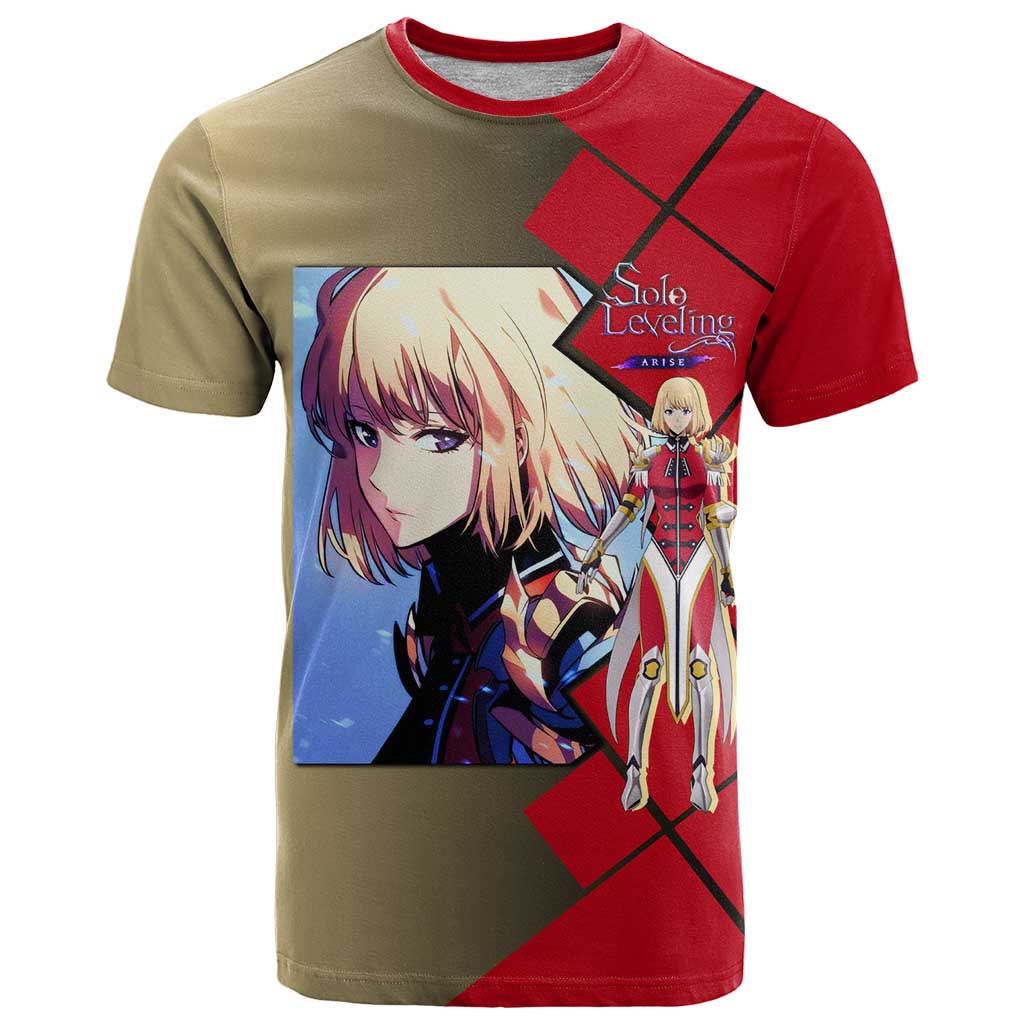 Cha Hae-In Solo Leveling T Shirt with Combat Pose and Intense Action Design - The Mazicc